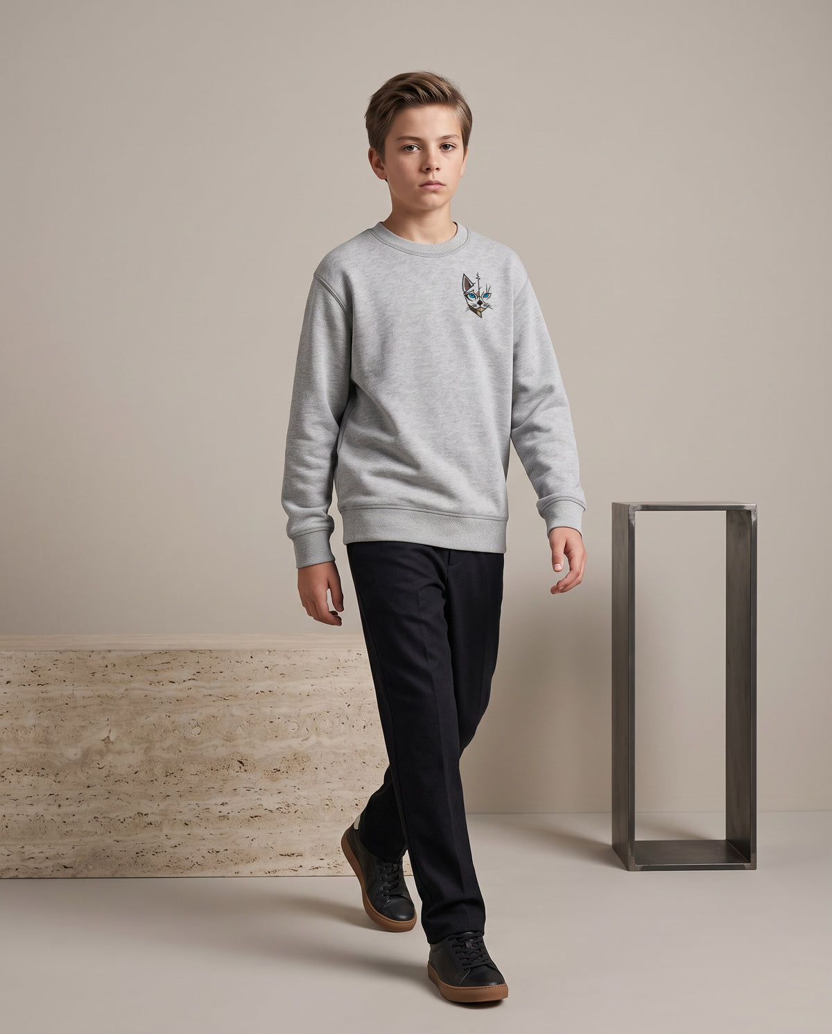 Sweat enfant col rond coupe droite – molleton 280 g