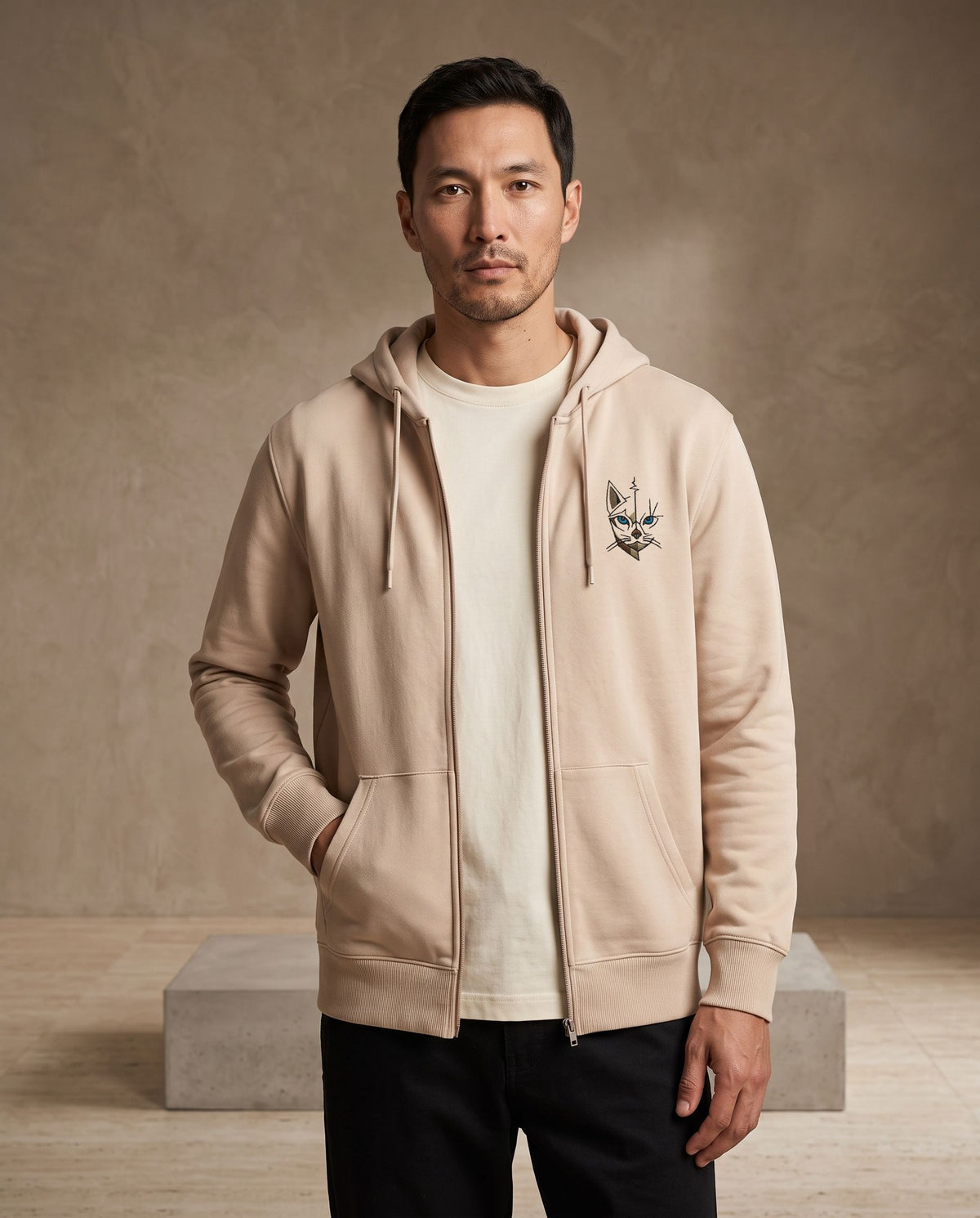 Sweat zippé à capuche homme molleton épais 280 g