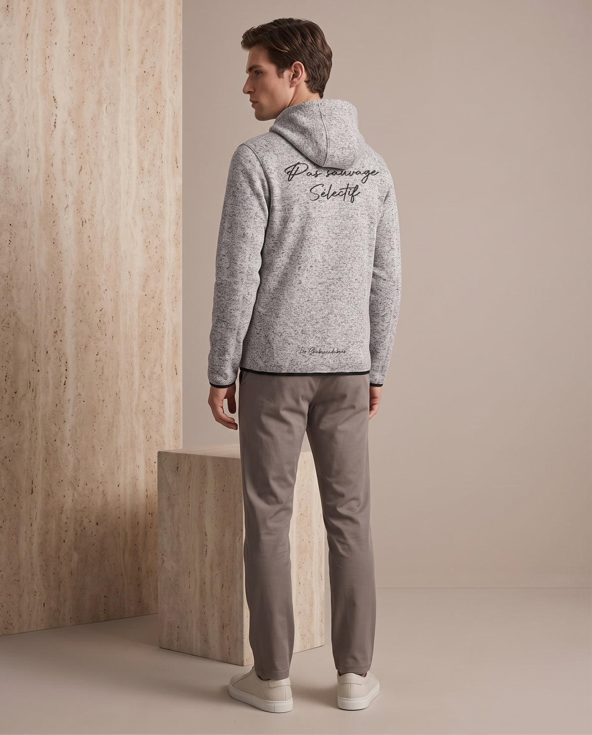 Veste à capuche homme zippée – tissu technique épais 345 g