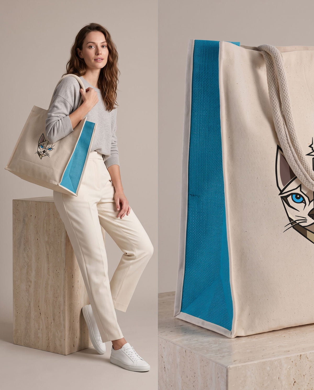 Sac cabas en coton et jute 330 g – 23 L