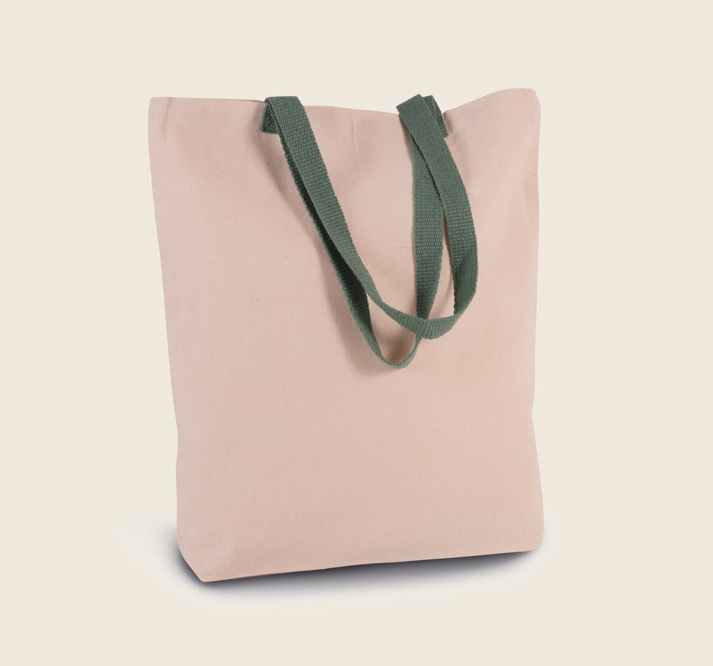 Tote bag en coton 220 g – 13 L, anses de couleur