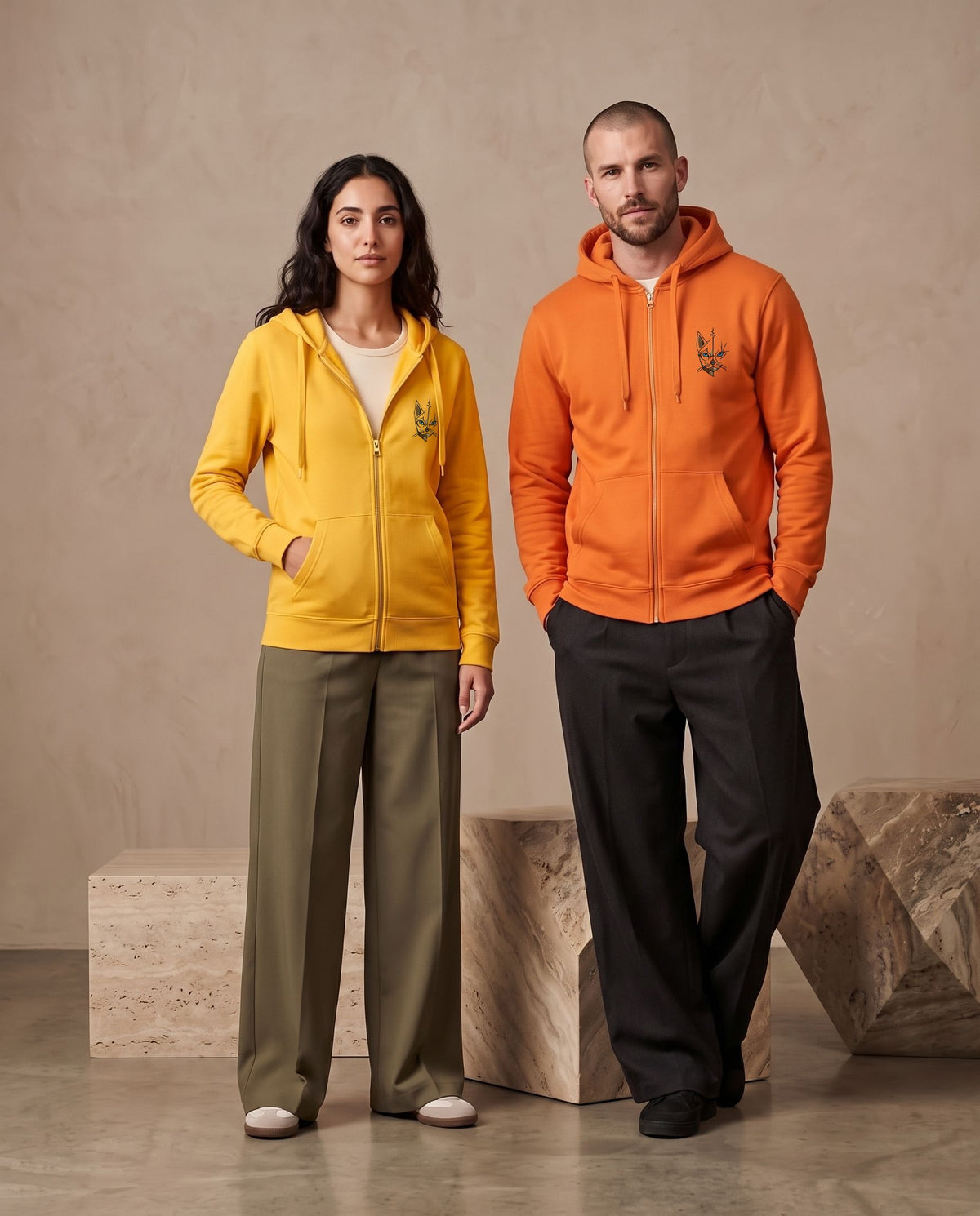 Sweat zippé à capuche unisexe – coton 280 g