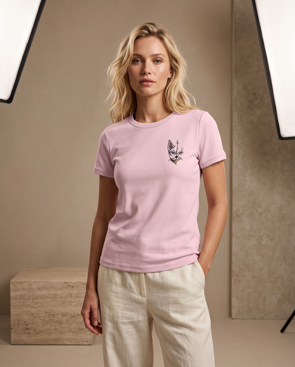 T-shirt femme col rond coupe droite – coton biologique 185 g