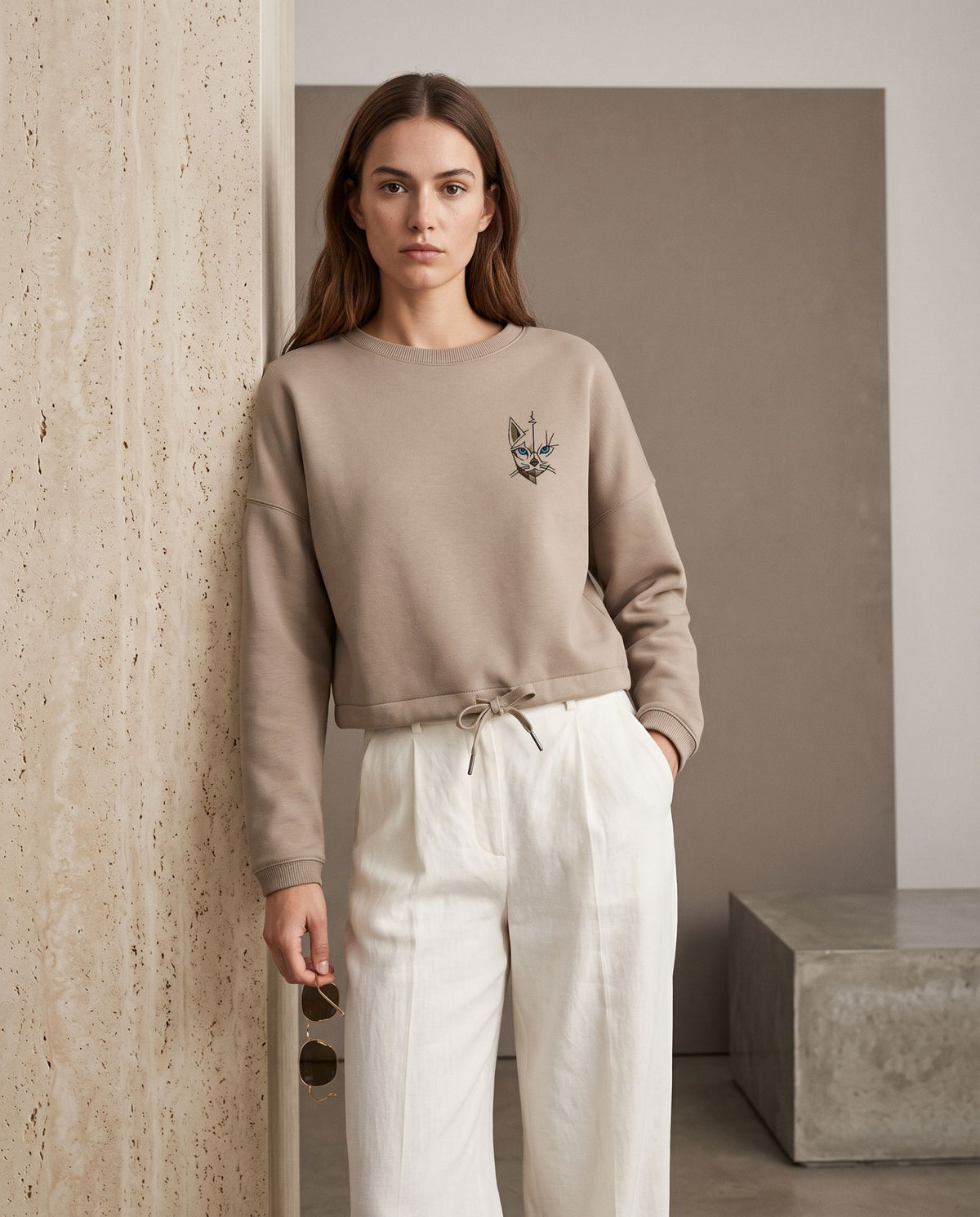 Sweat femme oversize court – coton biologique 280 g