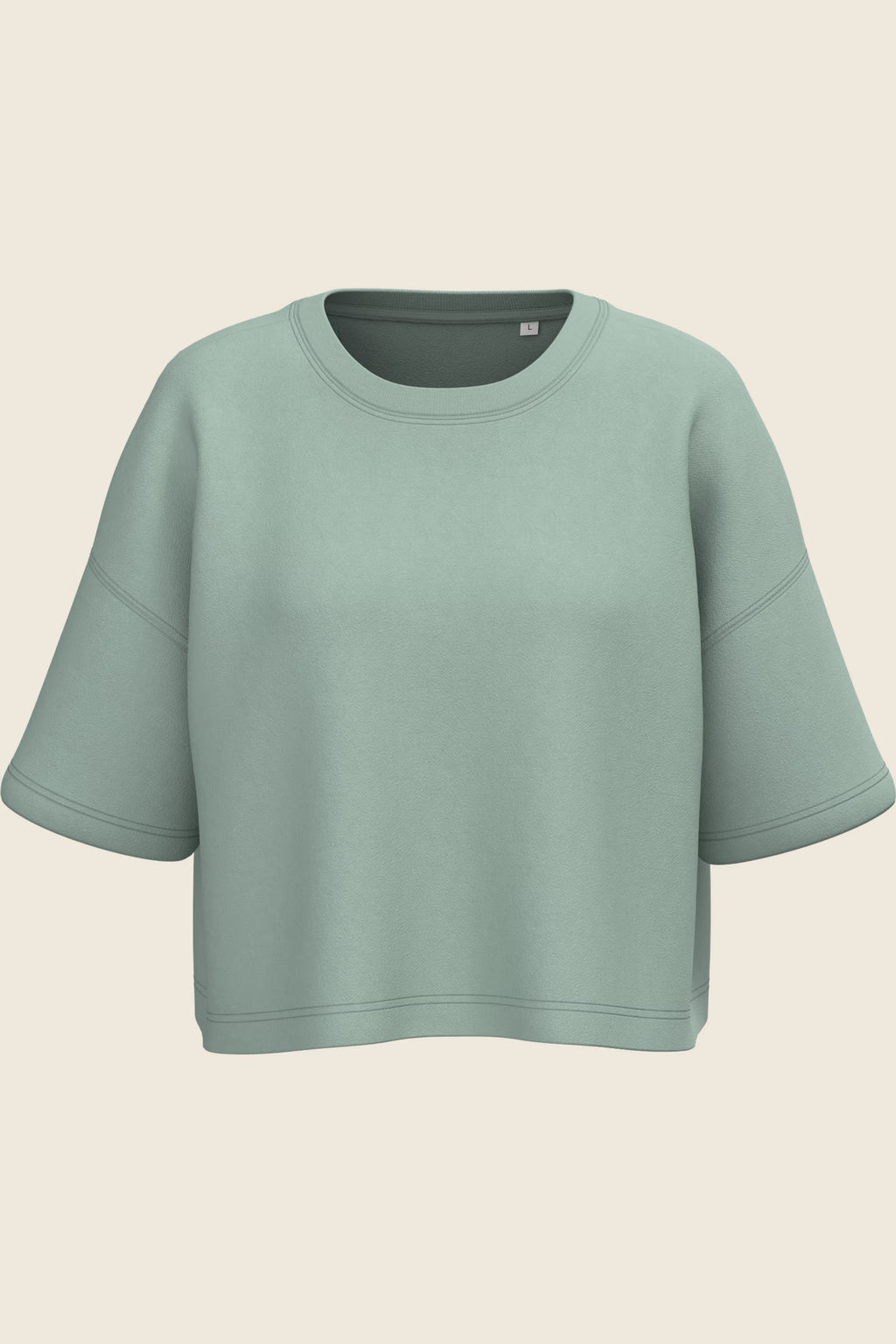 Sweat femme oversize court col rond à manches courtes – coton 270 g