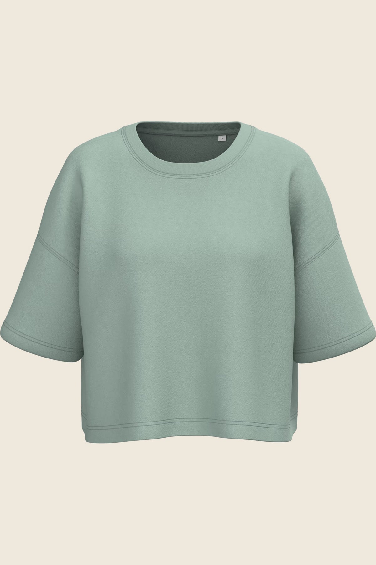 Sweat femme oversize court col rond à manches courtes – coton 270 g