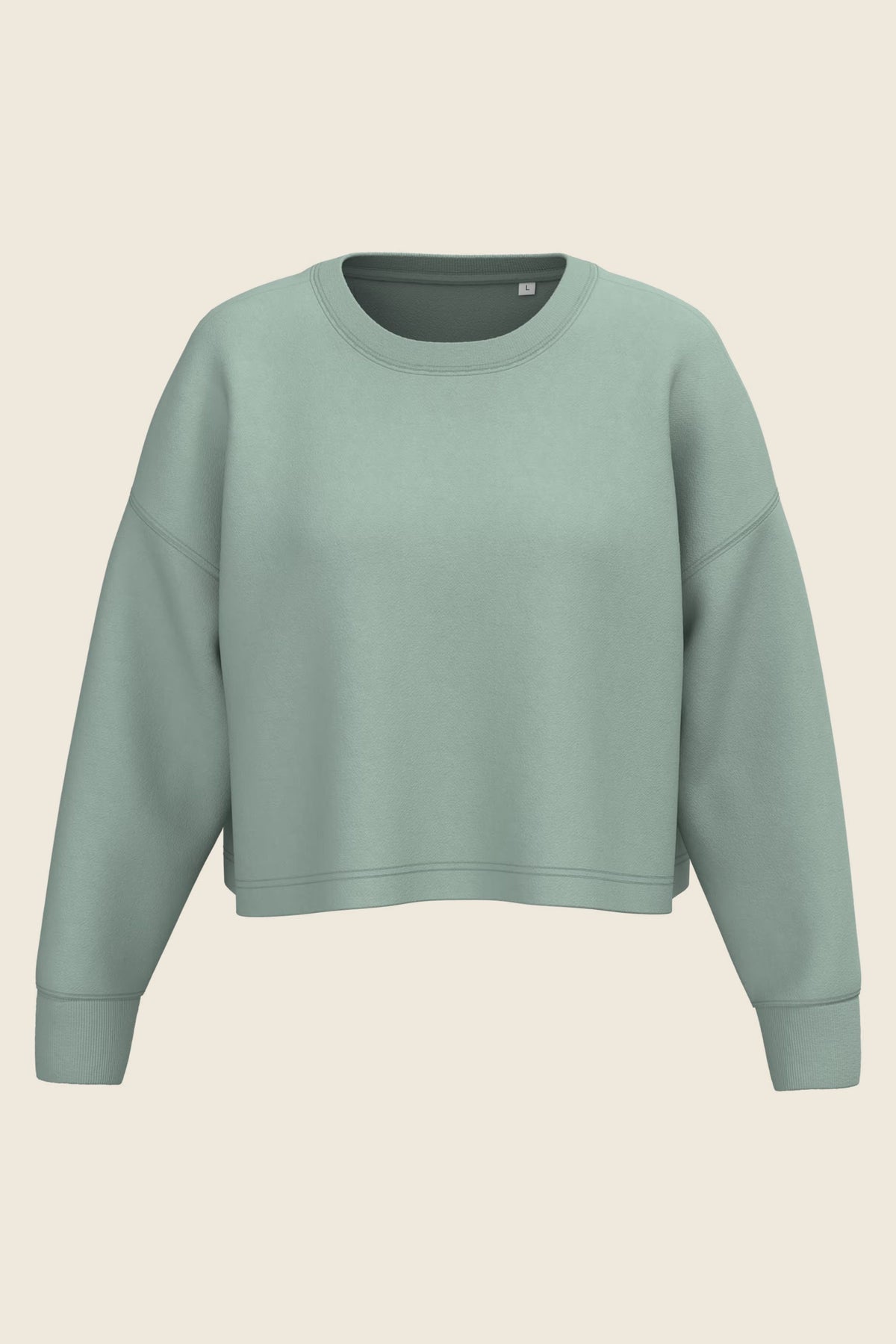 Sweat femme oversize court col rond à manches longues – coton 270 g