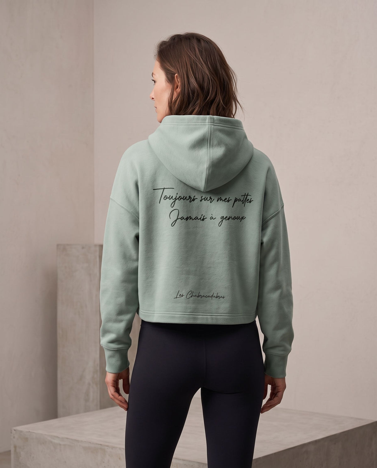 Sweat à capuche femme court – coton 270 g